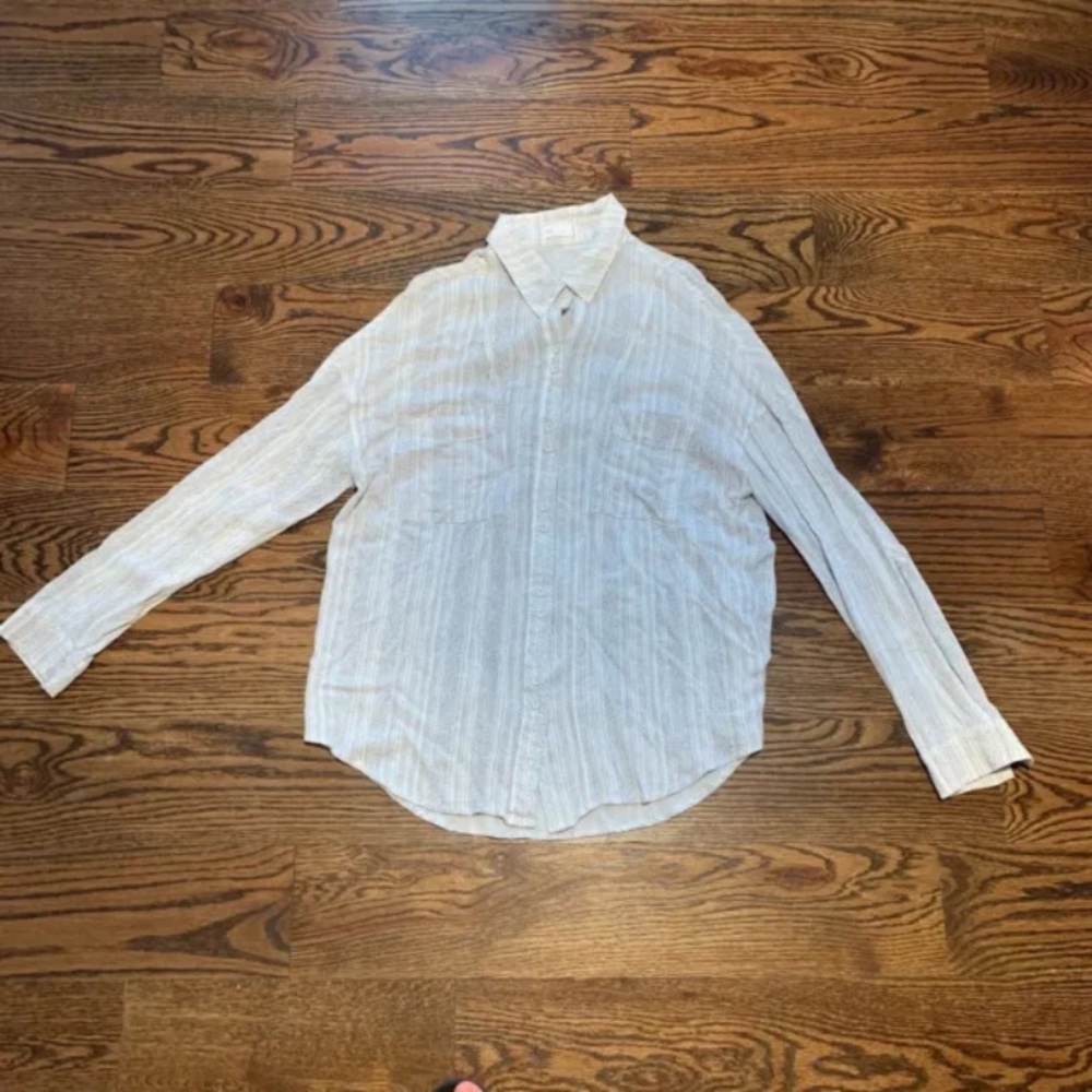 GXF Womens Casual Long Sleeve Button Down Shirt, Double Buttons, Size Small